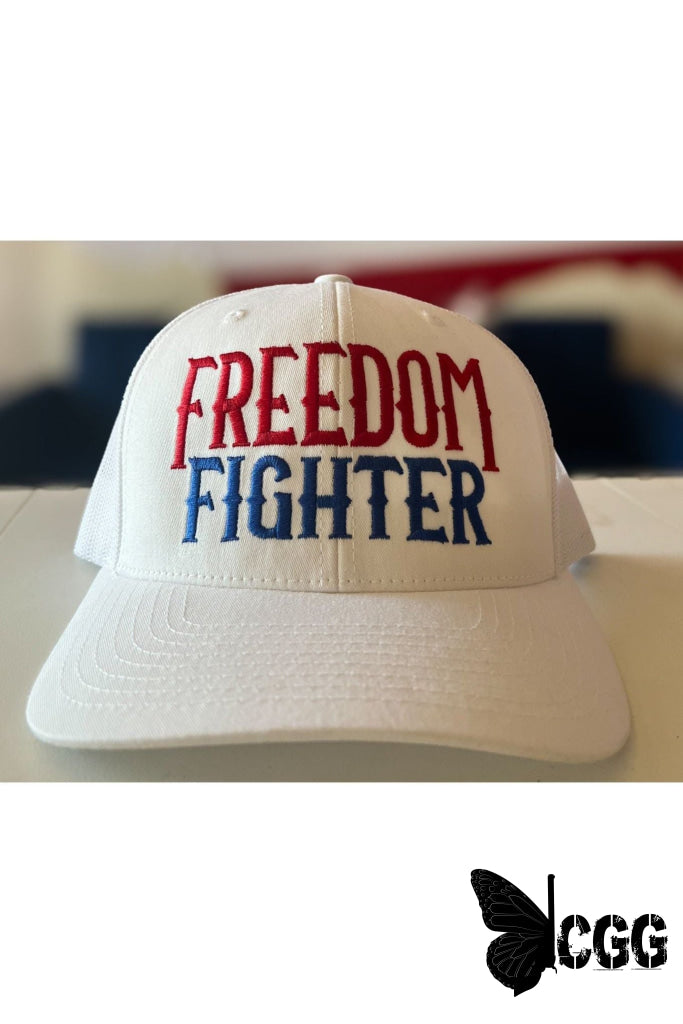 Freedom Fighter Hat White W Red