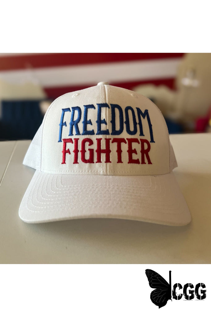 Freedom Fighter Hat White With Blue