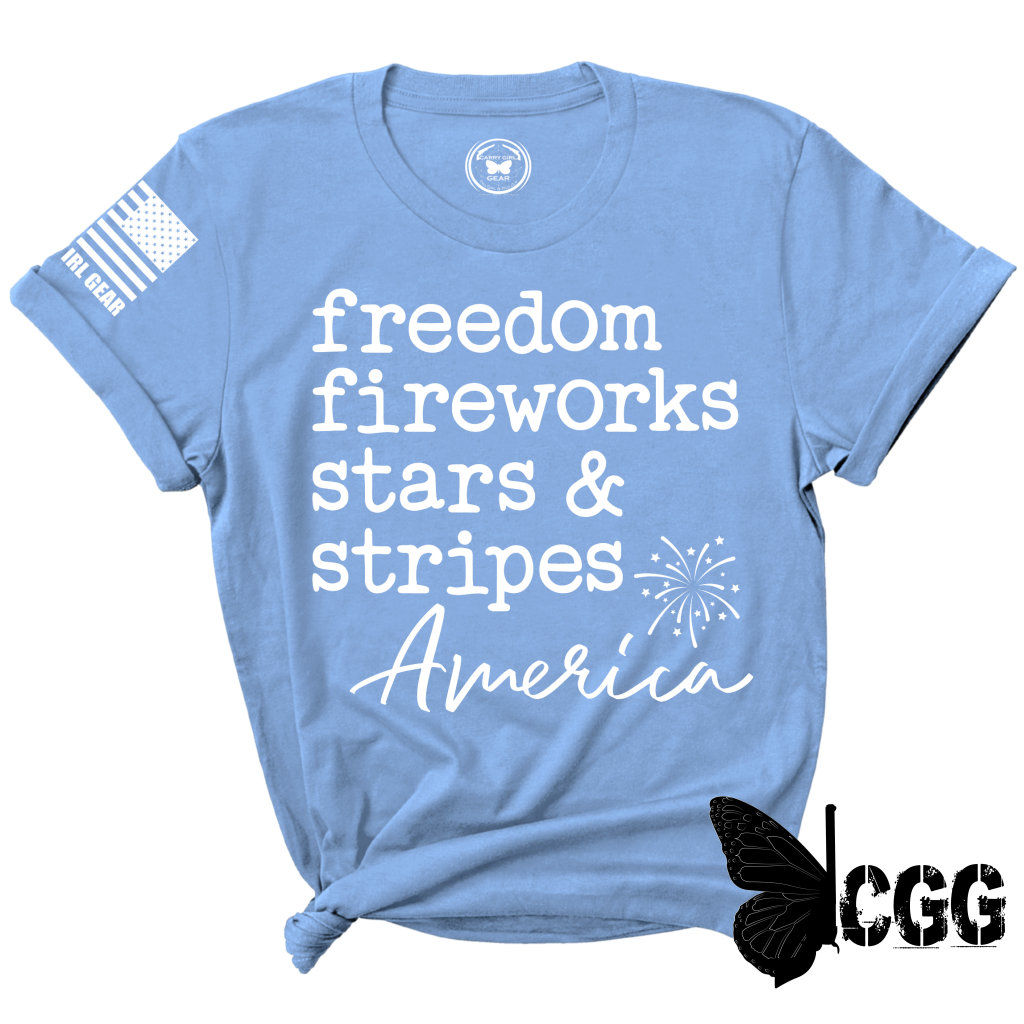 Freedom Fireworks Tee Xs / Blue Unisex Cut Cgg Perfect