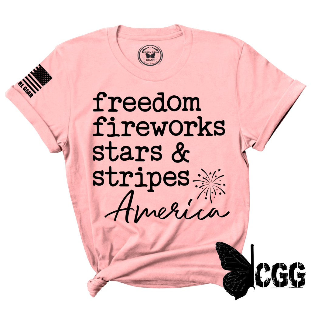 Freedom Fireworks Tee Xs / Pink Unisex Cut Cgg Perfect