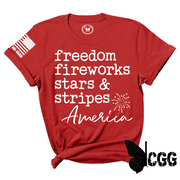 Freedom Fireworks Tee Xs / Red Unisex Cut Cgg Perfect