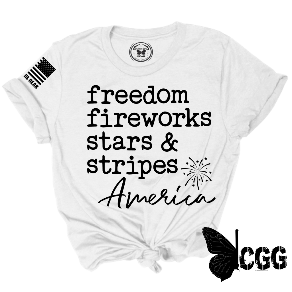 Freedom Fireworks Tee Xs / White Unisex Cut Cgg Perfect