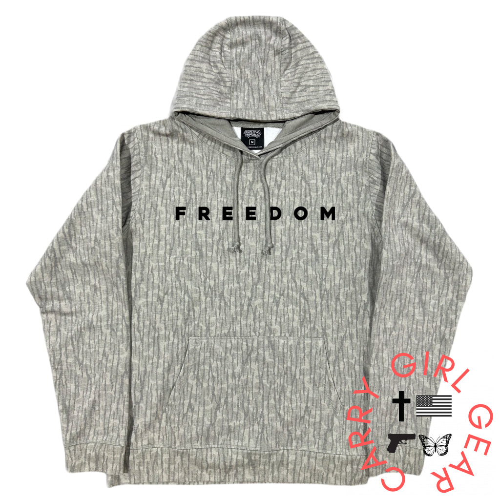 FREEDOM (Front Print) Lightweight Hoodie Lightweight Hoodie / Shadowbark Camo / S NC - Apparel