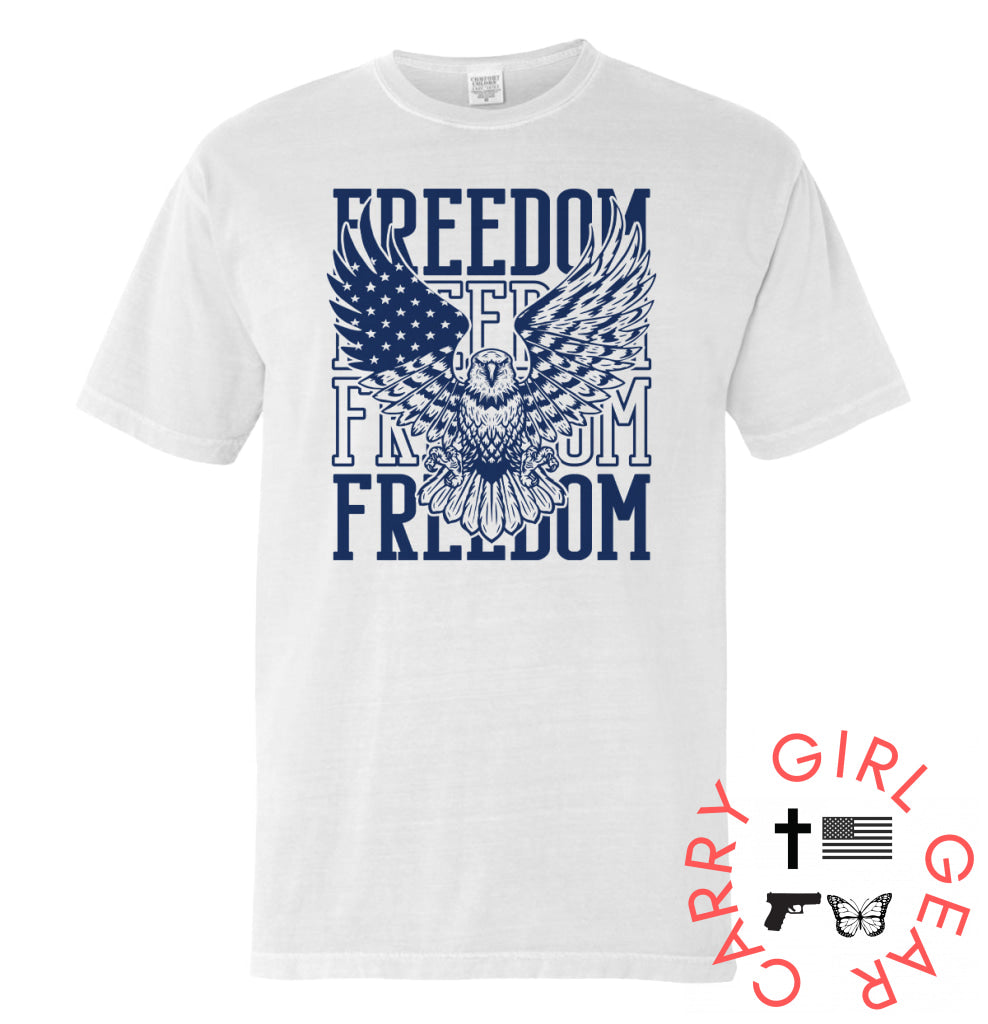 Freedom Repeated Eagle (Front) White / S Comfort Colors Tee Nc - Apparel