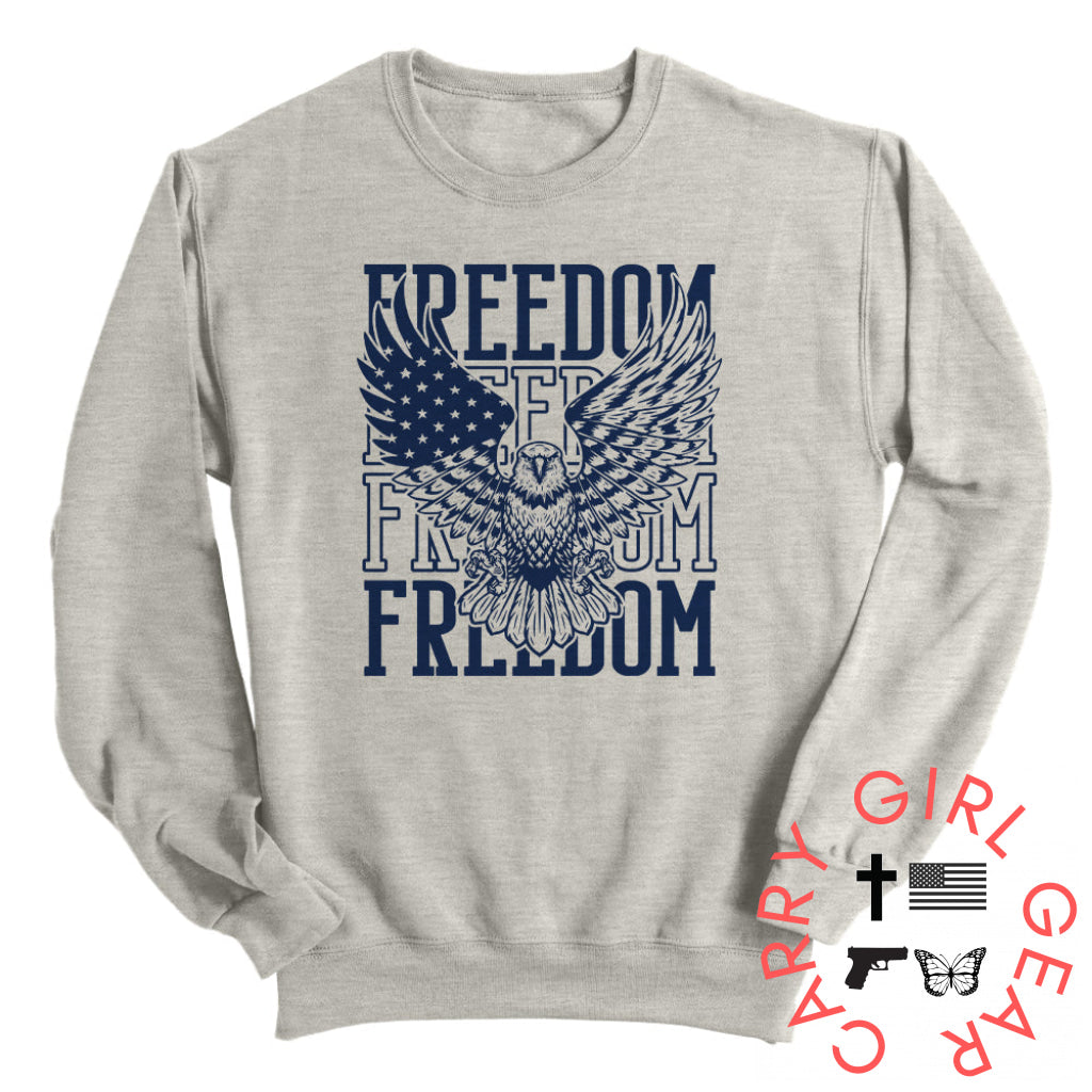 Freedom Repeated Eagle (Front) Oatmeal / S Sweatshirt Nc - Apparel