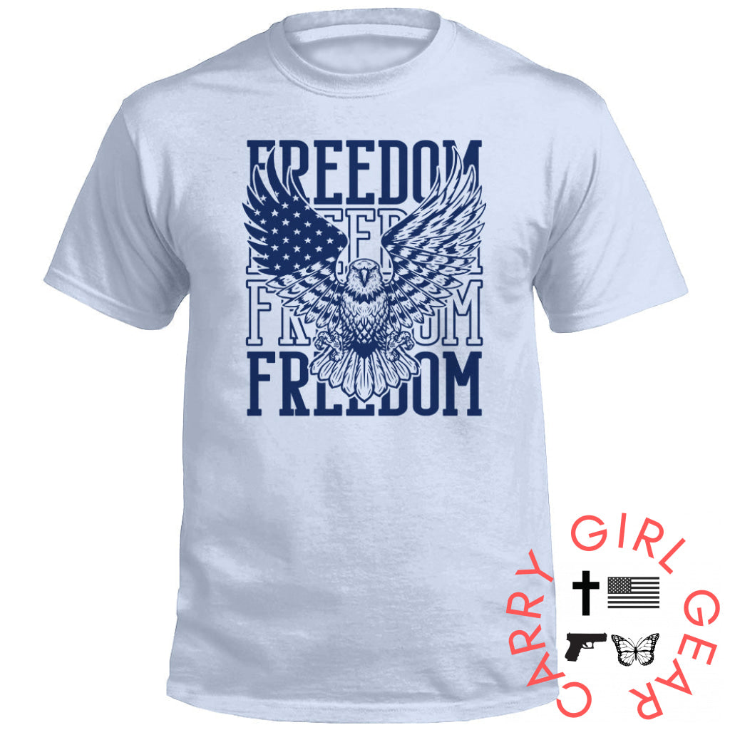Freedom Repeated Eagle (Front) Light Blue / S Tee Nc - Apparel