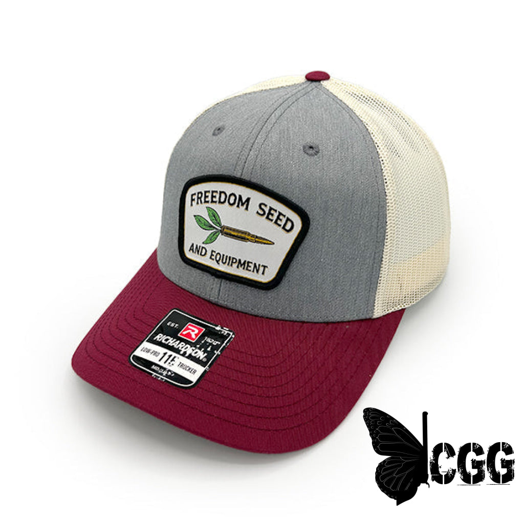 Freedom Seed And Equipment Woven Patch Hat Heather Birch And Cardinal / Curved Bill Snapback Nc -