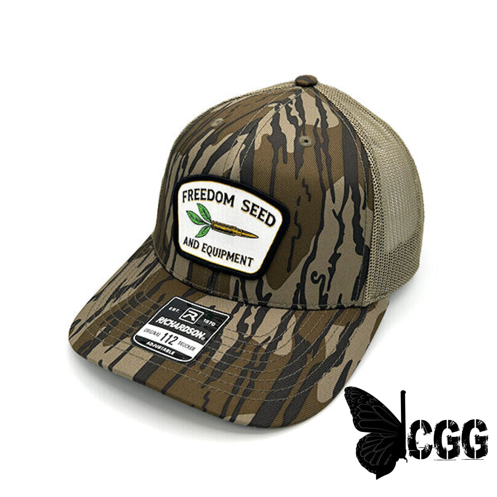 Freedom Seed And Equipment Woven Patch Hat Mossy Oak Bottomland And Loden / Curved Bill Snapback Nc