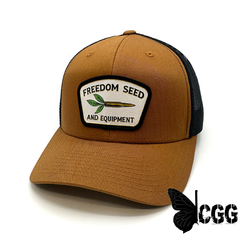 Freedom Seed And Equipment Woven Patch Hat Caramel And Black / Curved Bill Snapback Nc - Hats