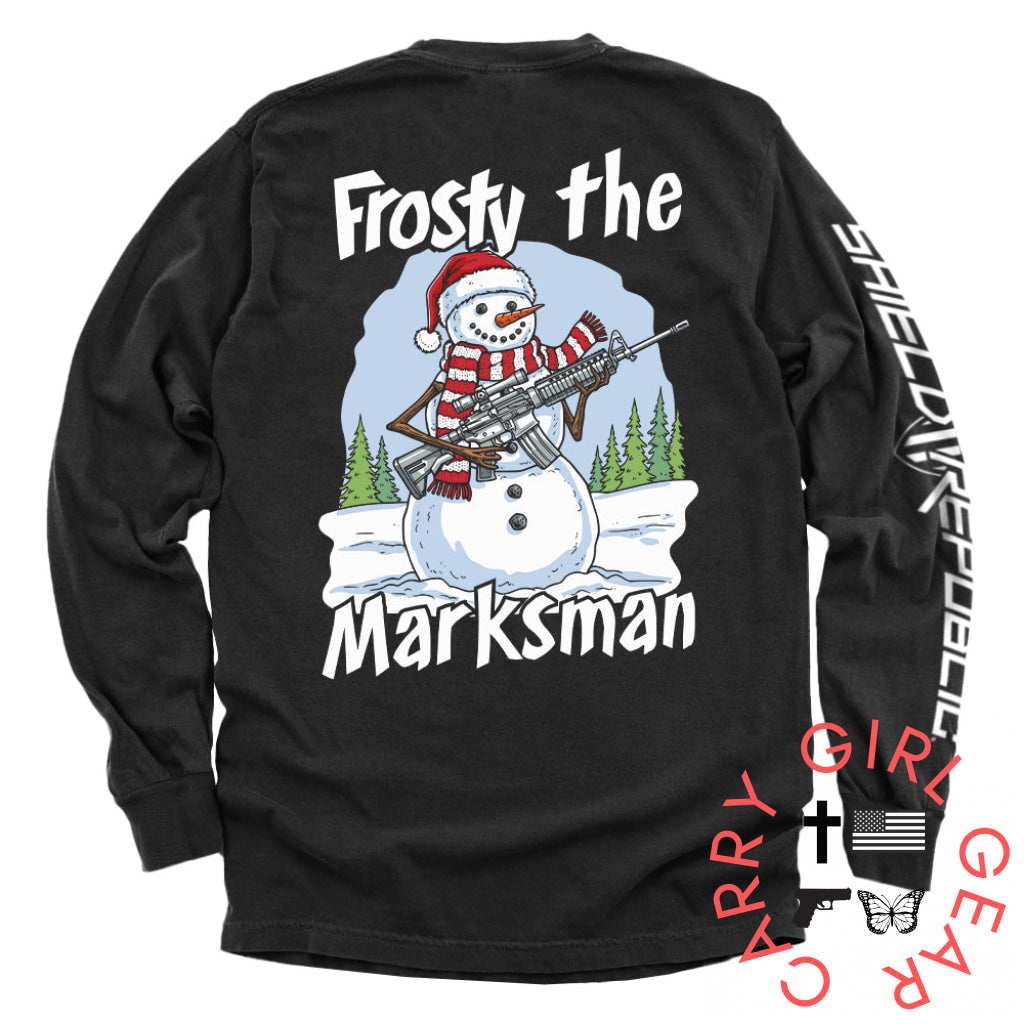 Frosty The Marksman Comfort Colors Long Sleeve / Black / S NC - Apparel