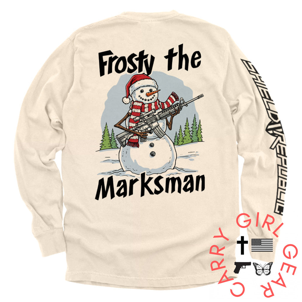Frosty The Marksman Comfort Colors Long Sleeve / Ivory / S NC - Apparel