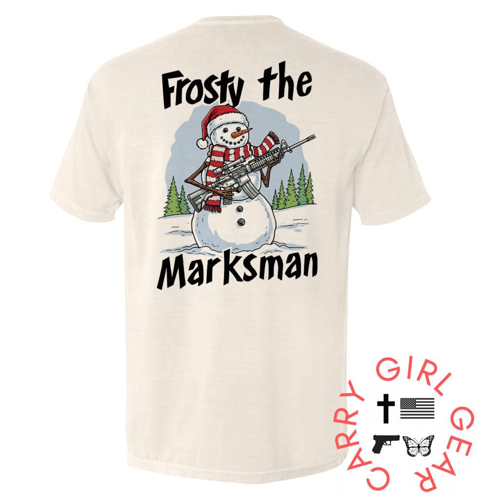 Frosty The Marksman Comfort Colors Pocket Tee / Ivory / S NC - Apparel