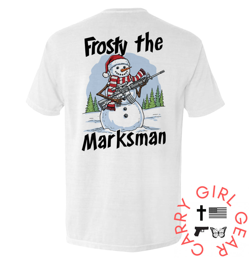 Frosty The Marksman Comfort Colors Pocket Tee / White / S NC - Apparel
