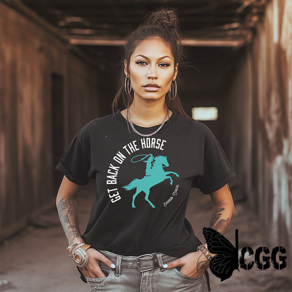 Get Back On The Horse Black Graphic Tee Shirt - Bourbon Cowgirl Shirts