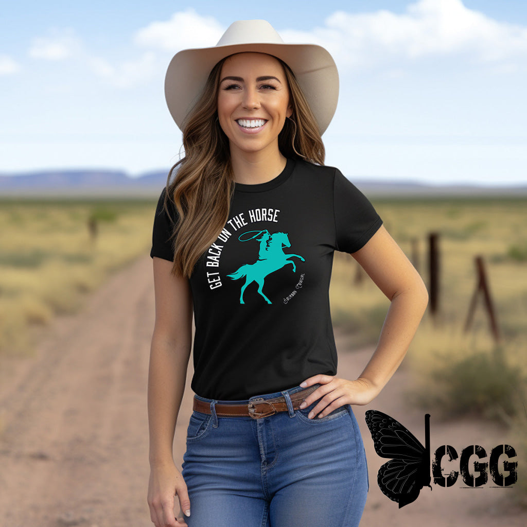 Get Back On The Horse Black Graphic Tee Shirt - Bourbon Cowgirl Shirts