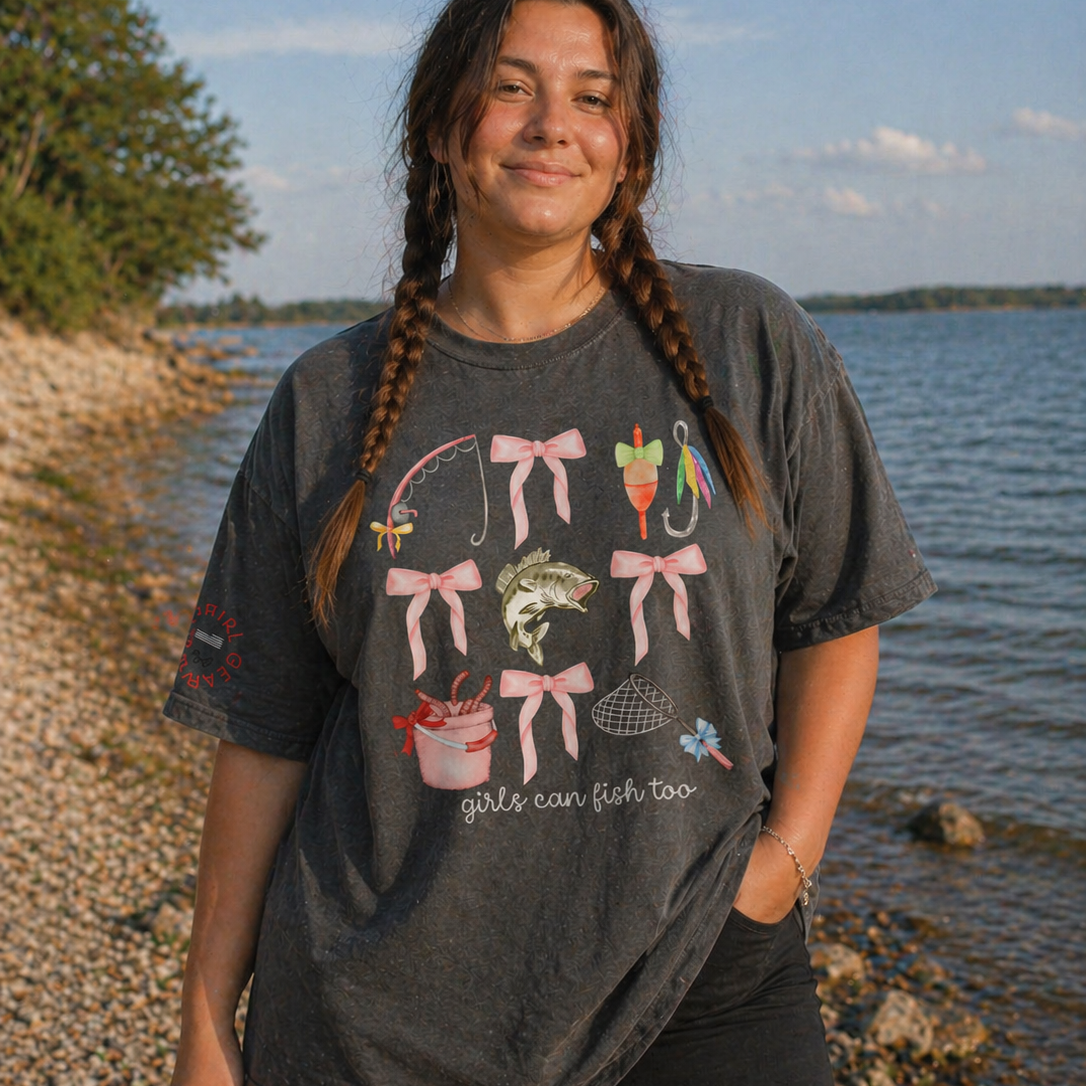 GIRLS CAN FISH TOO Tee