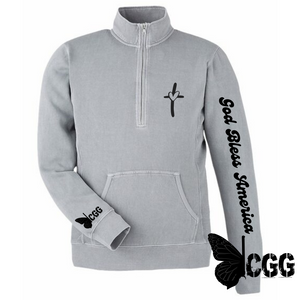 God Bless America Quarter Zip Sweater Cloud / Xs