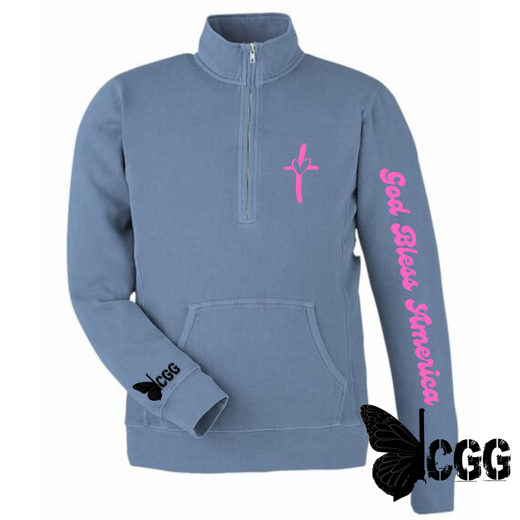 God Bless America Quarter Zip Sweater Cloud / Xs