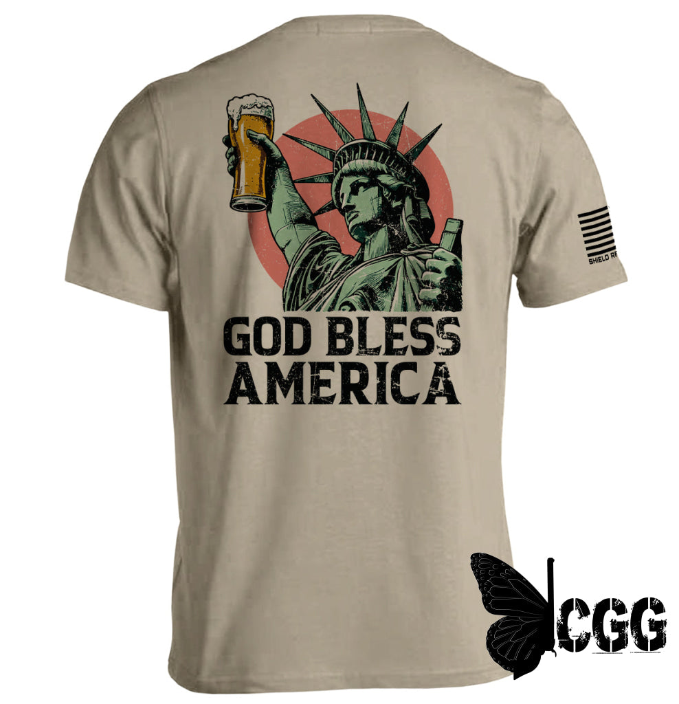 God Bless America Tan / S Tee Nc - Apparel