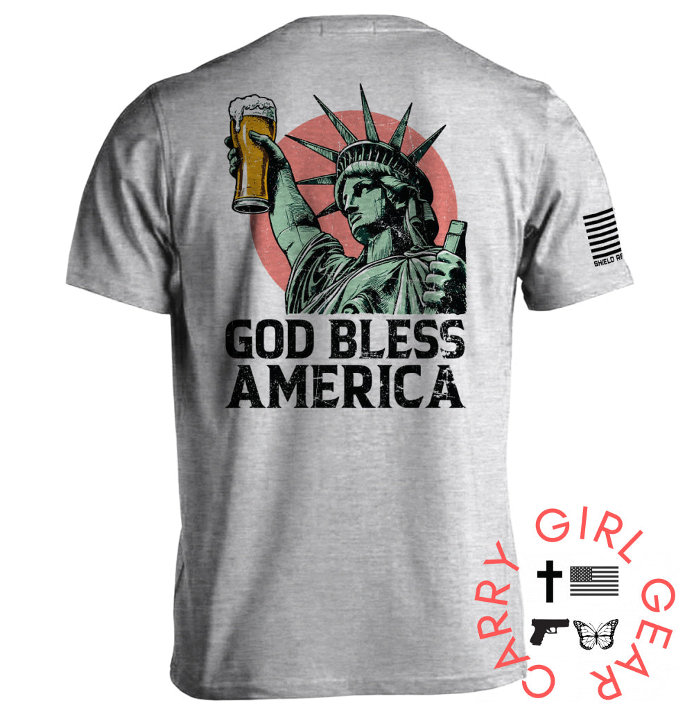 God Bless America Sport Grey / S Tee Nc - Apparel