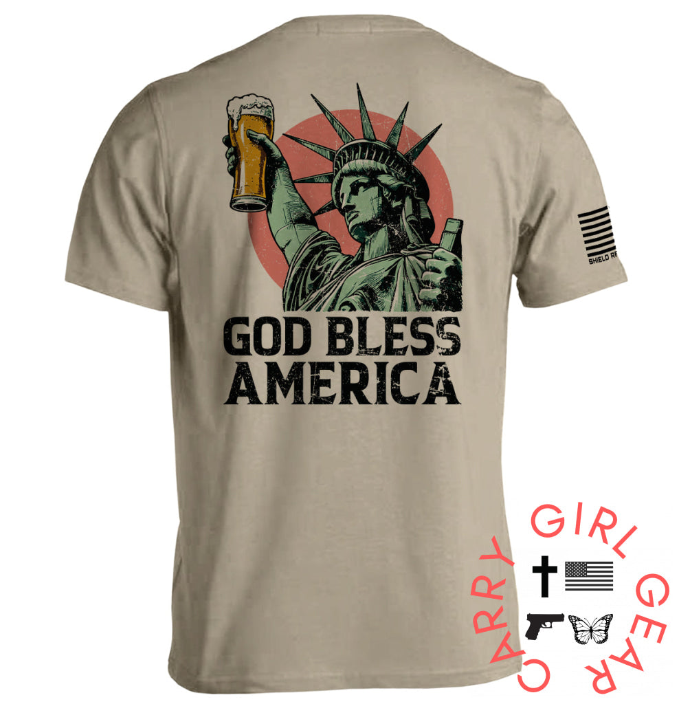 God Bless America Tan / S Tee Nc - Apparel