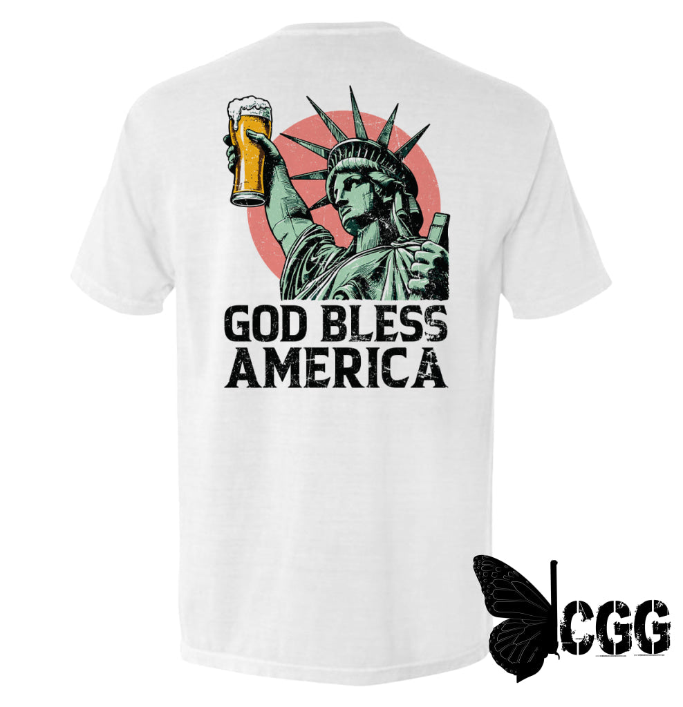 God Bless America White / S Comfort Colors Pocket Tee Nc - Apparel