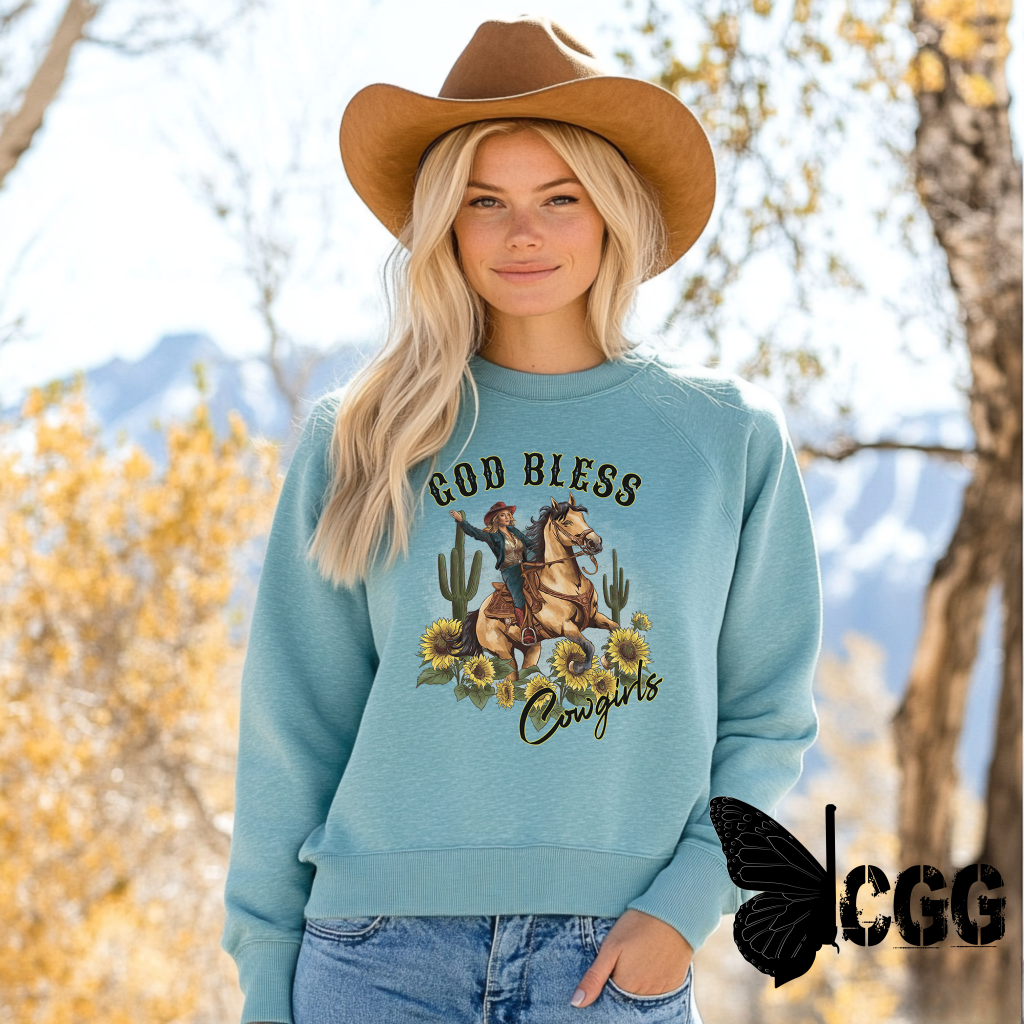 God Bless Cowgirls Crew Sweatshirt By Bourbon Cowgirl Shirts