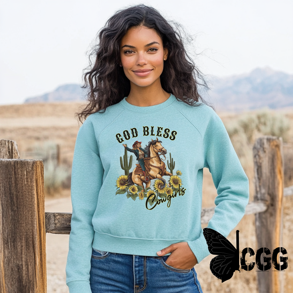 God Bless Cowgirls Crew Sweatshirt By Bourbon Cowgirl Shirts