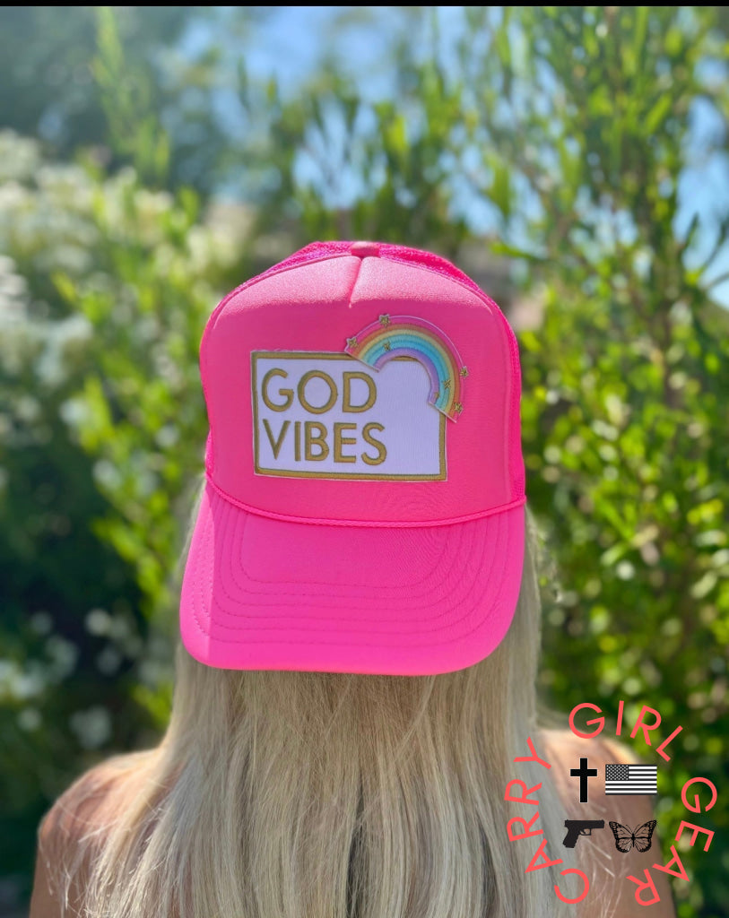 God Vibes trucker hat Hot pink