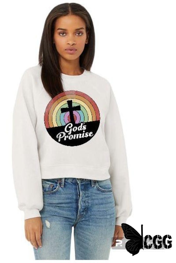 God’s Promise Design White Crop Crew Sweatshirt / Small Crew Sweatshirt