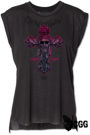 Gospel Gangsta Flowy Ladies Muscle Tee Black / Small Shirt