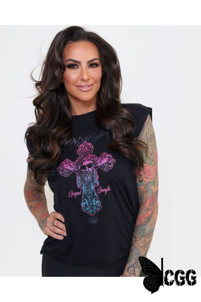 Gospel Gangsta Flowy Ladies Muscle Tee Shirt