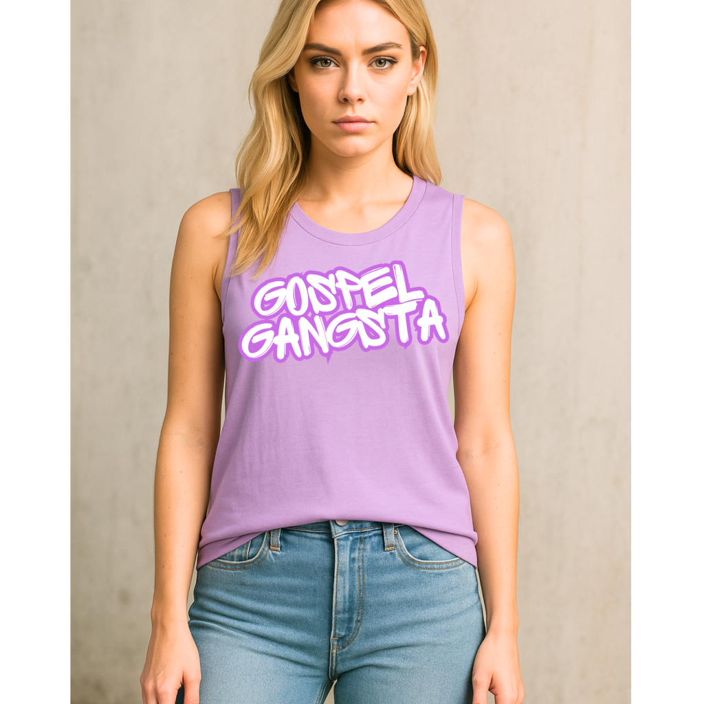 GOSPEL GANGSTA TANK LILAC / S MUSCLE TANK