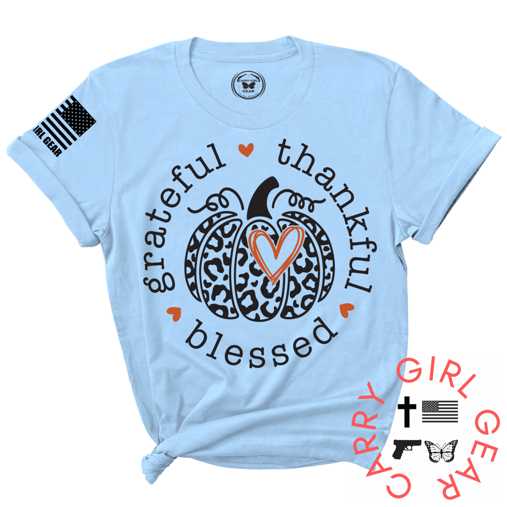 Grateful Thankful Blessed Tee Xs / Blue Unisex Cut Cgg Perfect