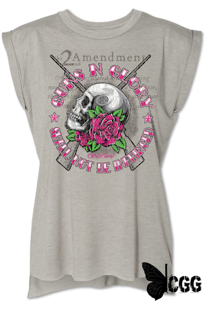 Guns & Glory Ladies Design Small / Heather Stone Flowy Tee Shirt