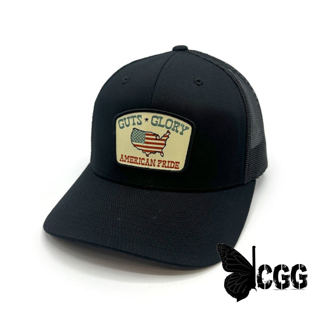 Guts Glory American Pride Woven Patch Hat Black / Curved Bill Snapback Nc - Hats