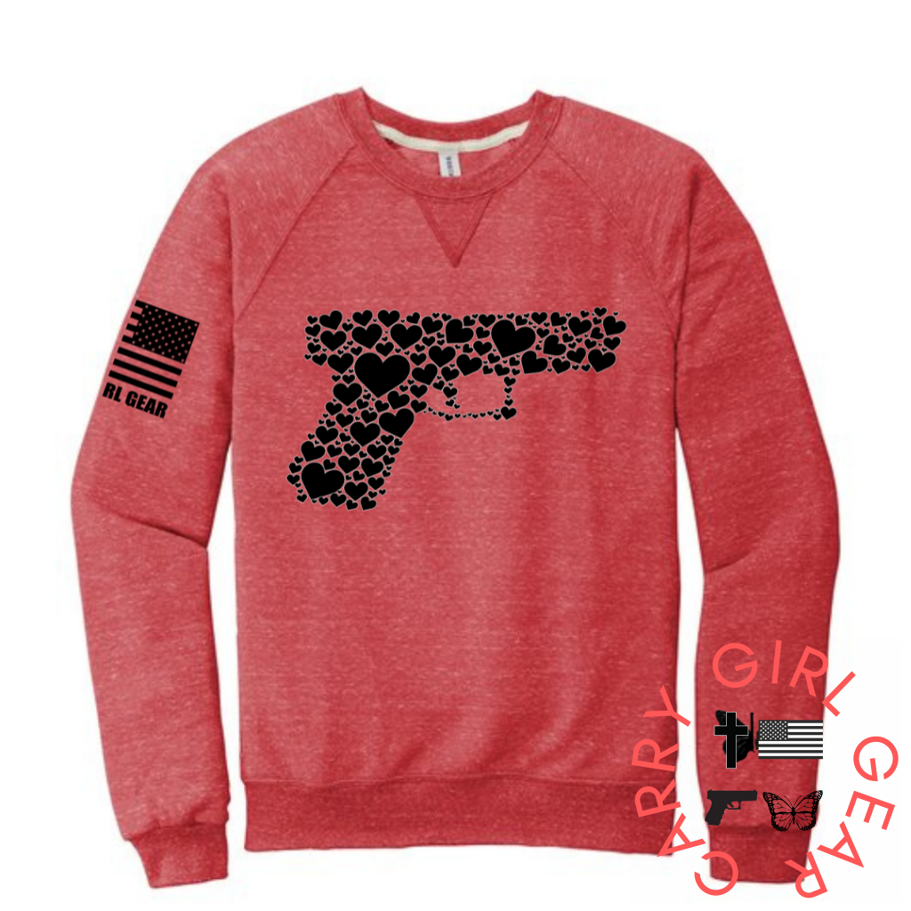 Hearts Sweatshirt Heather Red / Sm