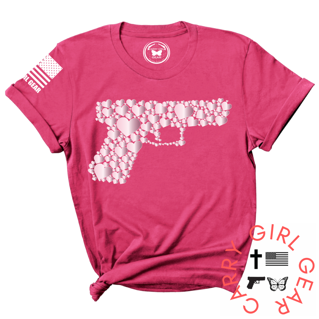 Hearts Tee Xs / Berry Unisex Cut Cgg Perfect