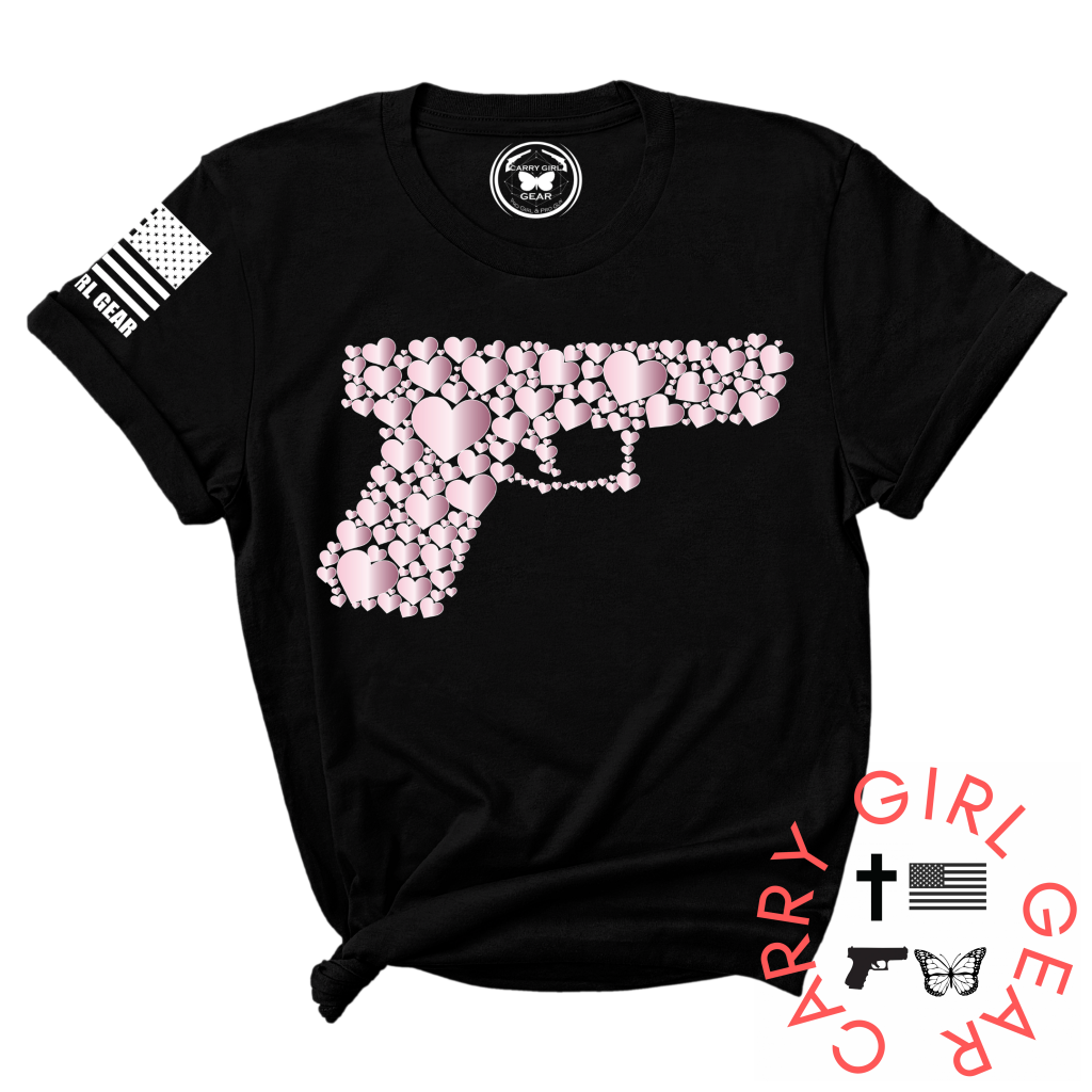 Hearts Tee Xs / Black Unisex Cut Cgg Perfect