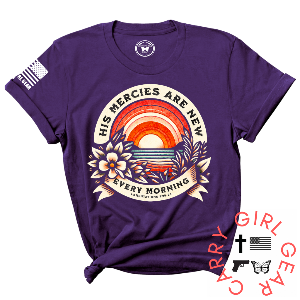 His Mercies Tee Xs / Purple Unisex Cut Cgg Perfect Tee