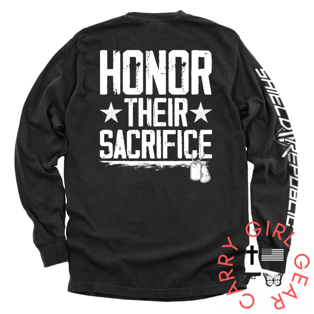 Honor Their Sacrifice Black / S Comfort Colors Long Sleeve Nc - Apparel