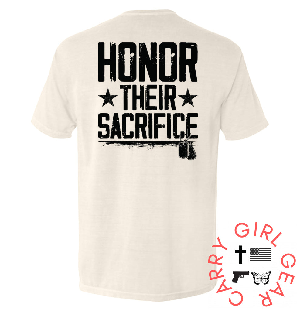 Honor Their Sacrifice Ivory / S Comfort Colors Pocket Tee Nc - Apparel