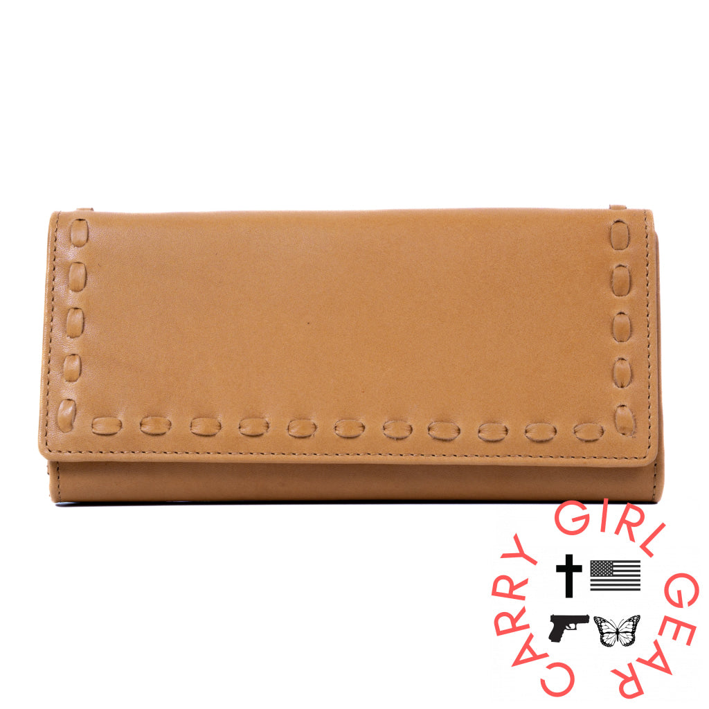 Hope Rfid Leather Laced Wallet By Lady Conceal Caramel Wallets