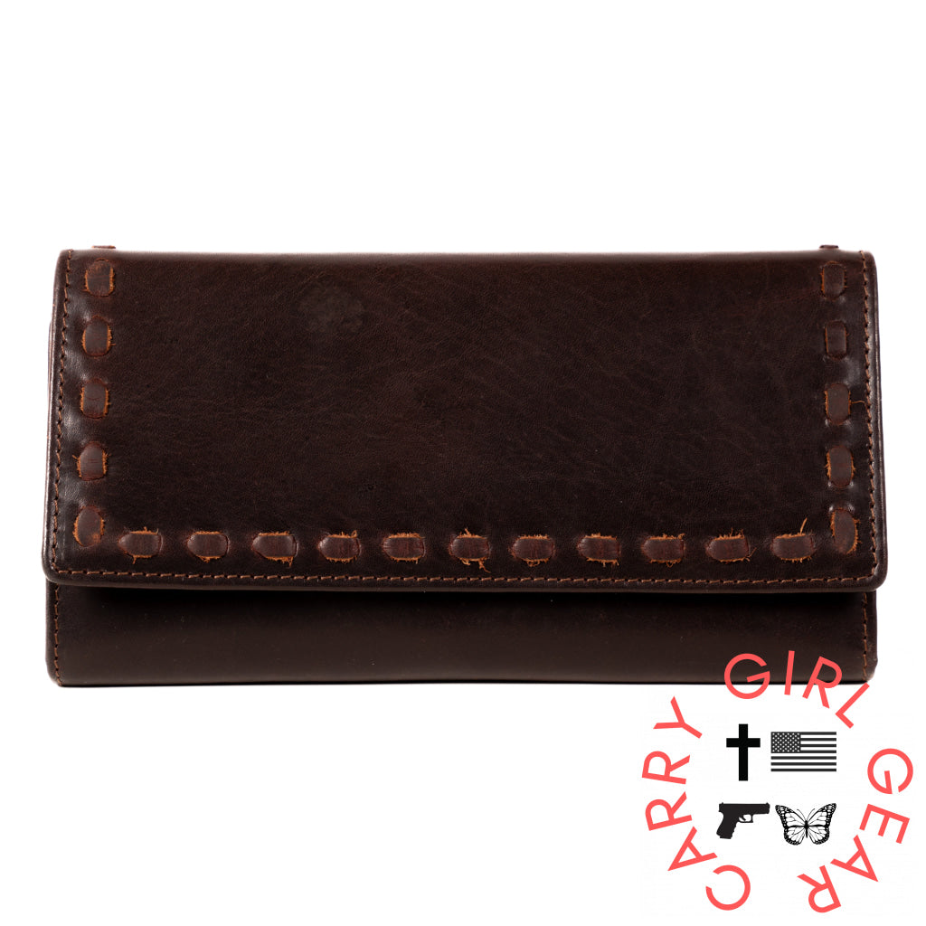 Hope Rfid Leather Laced Wallet By Lady Conceal Dark Mahogany Wallets