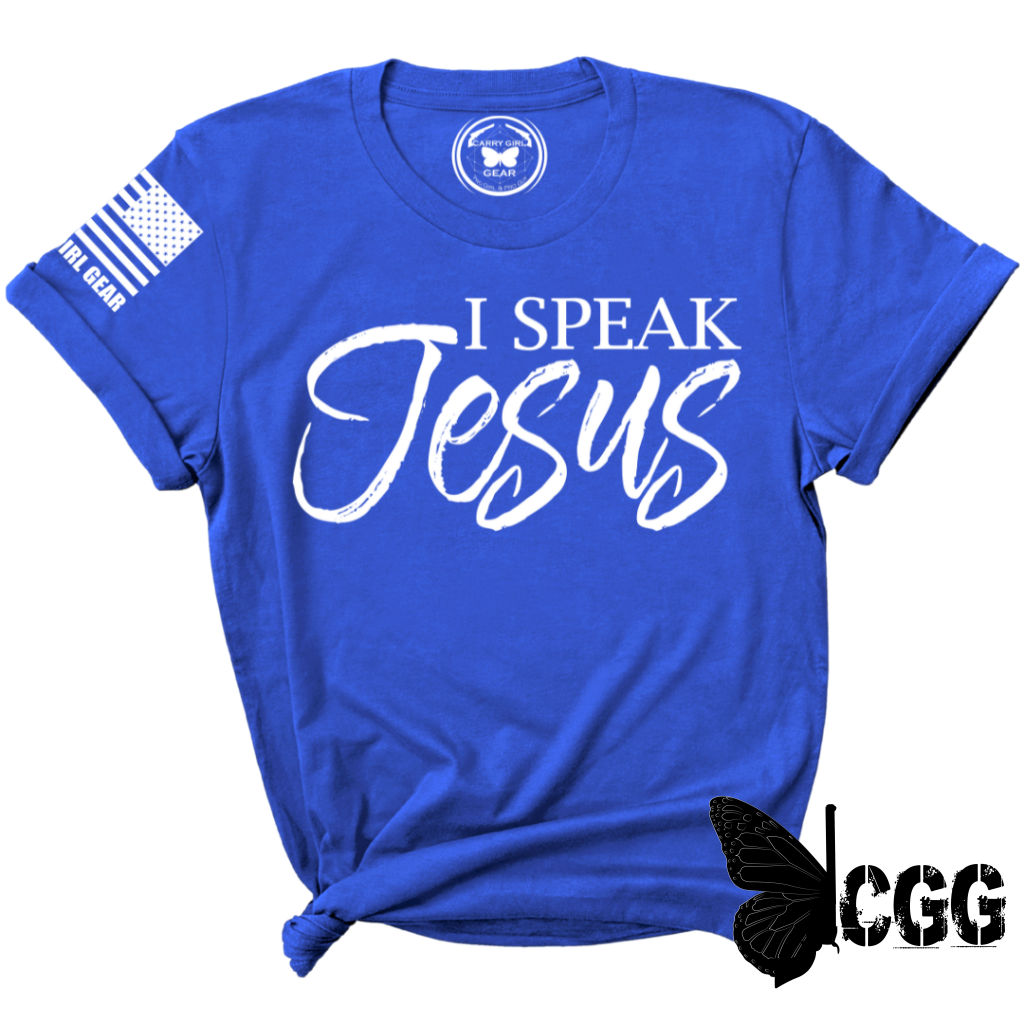 I Speak Jesus Tee Xs / Royal Blue Unisex Cut Cgg Perfect Tee