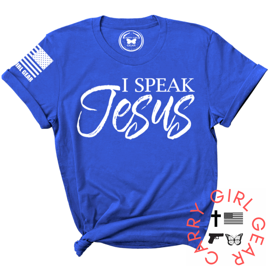 I Speak Jesus Tee Xs / Royal Blue Unisex Cut Cgg Perfect Tee