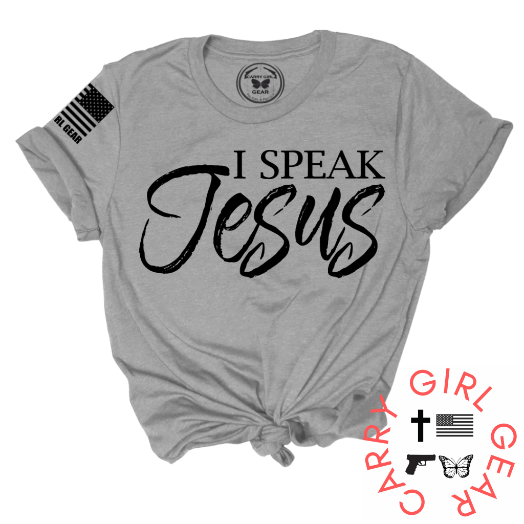 I Speak Jesus Tee Xs / Steel Unisex Cut Cgg Perfect Tee