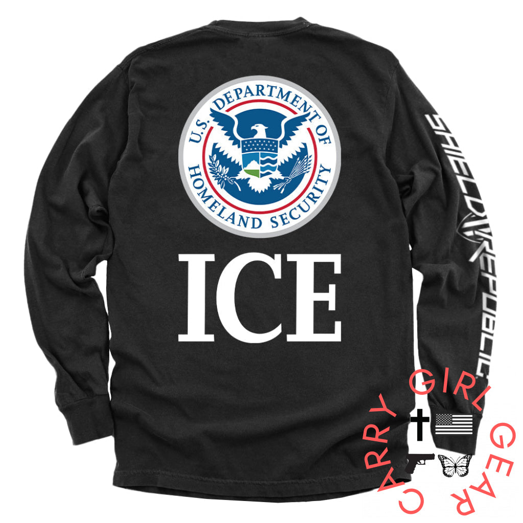 ICE Homeland Security Comfort Colors Long Sleeve / Black / S NC - Apparel