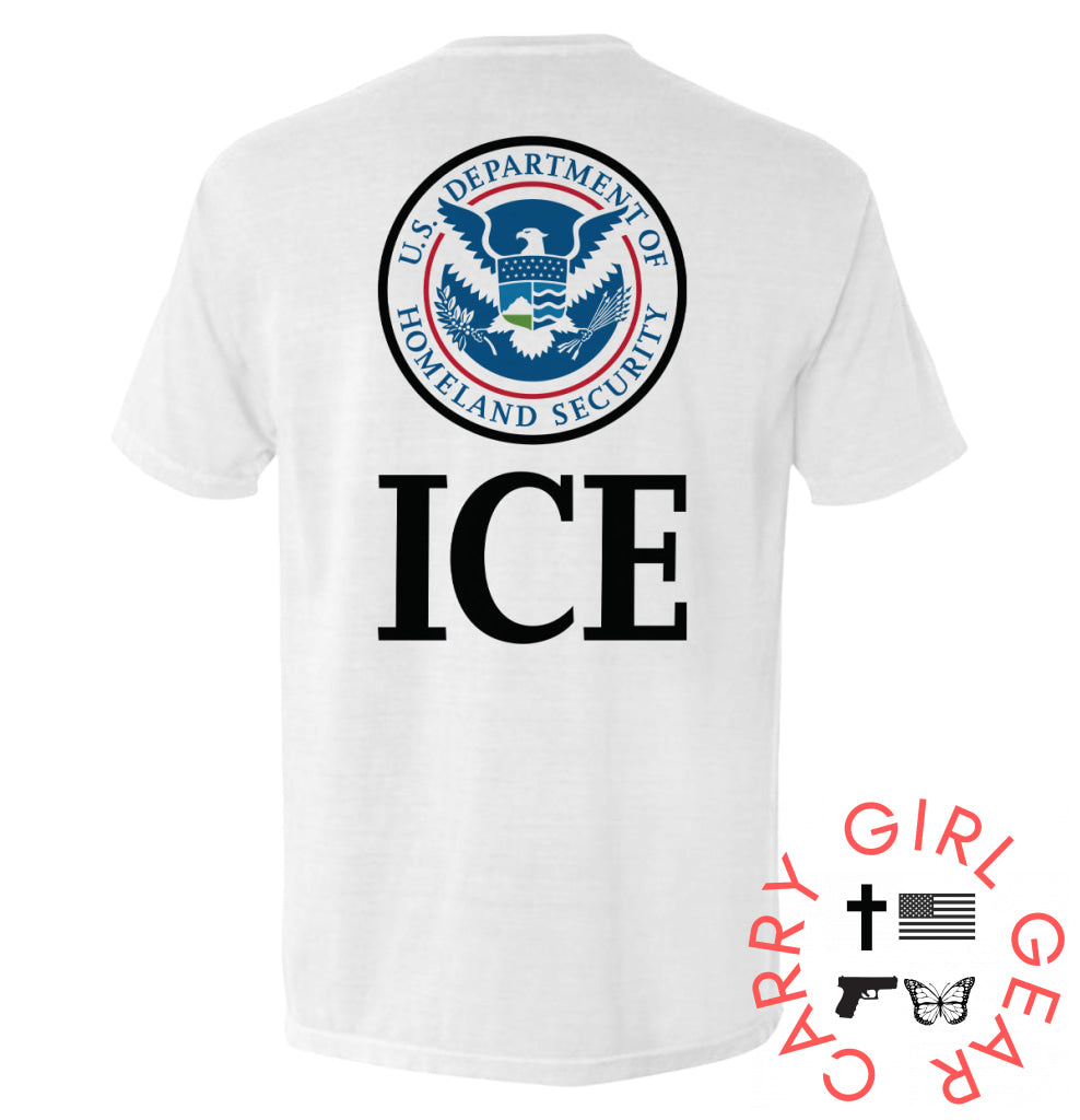 ICE Homeland Security Comfort Colors Pocket Tee / White / S NC - Apparel