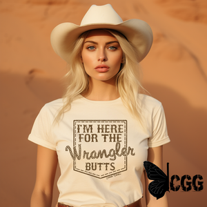 I’m Here For The Wrangler Butts T-Shirt Natural - Bourbon Cowgirl